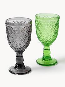 Copas de vino con relives Marrakech, 6 uds., Vidrio, Multicolor, Ø 8 x Al 17 cm, 280 ml