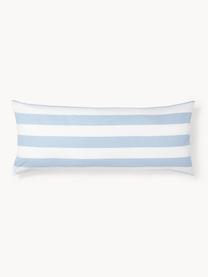 Funda de almohada doble cara de algodón a rayas Lorena, Azul claro, blanco, An 45 x L 110 cm