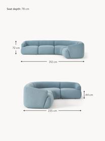 Modulares Bouclé-Ecksofa Sofia (4-Sitzer), Bezug: Bouclé (100 % Polyester) , Gestell: Fichtenholz, Spanplatte, , Bouclé Blau, B 312 x T 235 cm