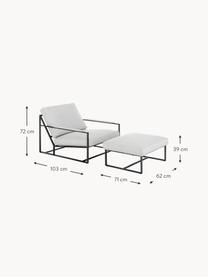 Loungeset Andy, 2-delig, Bekleding: 93% polyester, 5% katoen,, Frame: gepoedercoat metaal, Geweven stof lichtgrijs, Set met verschillende formaten