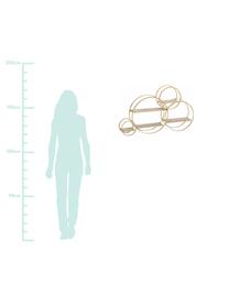 Ripiano da parete in legno e metallo Circles, Struttura: metallo rivestito, Ripiani: pannello di fibra a media, Dorato, marrone, Larg. 84 x Alt. 54 cm