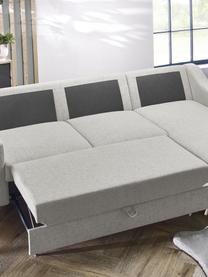 Sofa narożna z funkcją spania i miejscem do przechowywania Sweden, Tapicerka: poliester, Nogi: drewno naturalne, Odcienie kremowego, S 224 x G 149 cm
