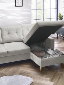 Sofa narożna z funkcją spania i miejscem do przechowywania Sweden, Tapicerka: poliester, Nogi: drewno naturalne, Odcienie kremowego, S 224 x G 149 cm