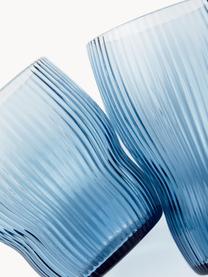 Vasos soplados artesanalmente con relieves Pum, 2 uds, Vidrio soplado artesanalmente, Azul claro, Ø 8 x Al 9 cm, 200 ml