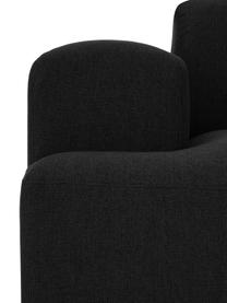 Canapé d'angle 3 places Melva, Tissu noir, larg. 239 x prof. 143 cm, méridienne à gauche