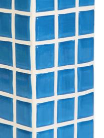Vase avec carrelage bleu clair tendance Tile, Dolomie, Bleu clair, blanc, larg. 11 x haut. 21 cm