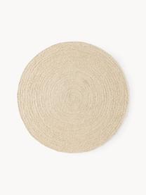 Runder Jute-Teppich Sharmila, handgefertigt, 100 % Jute, Off White, Ø 100 cm (Grösse XS)