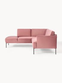 Sofá rinconera de terciopelo Fluente, Tapizado: terciopelo (poliéster de , Estructura: madera de pino maciza, Patas: metal con pintura en polv, Terciopelo rosa palo, An 221 x F 200 cm, chaise longue derecha