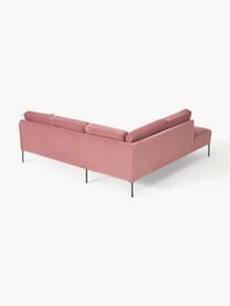 Samt-Ecksofa Fluente, Bezug: Samt (Hochwertiger Polyes, Gestell: Massives Kiefernholz, Füße: Metall, pulverbeschichtet, Samt Altrosa, B 221 x T 200 cm, Eckteil links