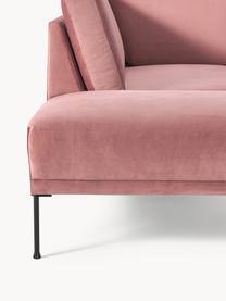 Sofá rinconera de terciopelo Fluente, Tapizado: terciopelo (poliéster de , Estructura: madera de pino maciza, Patas: metal con pintura en polv, Terciopelo rosa palo, An 221 x F 200 cm, chaise longue derecha