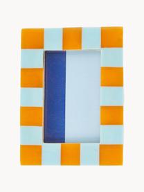Bilderrahmen Check, Polyresin, Mitteldichte Holzfaserplatte (MDF), Hellblau, Orange, B 8 x H 11 cm
