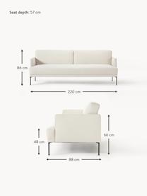 Schlafsofa Fluente (3-Sitzer), Bezug: 80 % Polyester, 20 % Rami, Gestell: Massives Kiefernholz, Füße: Metall, pulverbeschichtet, Webstoff Hellbeige, B 220 x T 88 cm