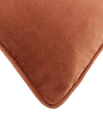 Housse de coussin velours rouille Dana, 100 % velours de coton, Rouille, larg. 50 x long. 50 cm