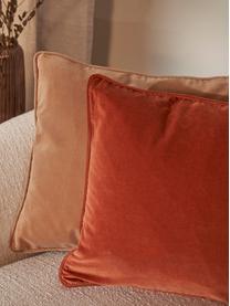Poszewka na poduszkę z aksamitu Dana, 100% aksamit bawełniany, Rdzawoczerwony, S 50 x D 50 cm