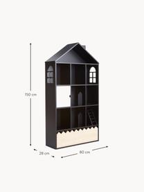 Scaffale per bambini in legno di pino Mi Casa Su Casa, Legno di pino, pannello di fibra a media densità (MDF) laccato, Nero, legno di pino, bianco, Larg. 80 x Alt. 150 cm