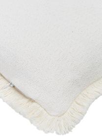 Housse de coussin à finition frangée Lorel, 100 % coton, Blanc, larg. 40 x long. 40 cm