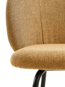 Gestoffeerde stoelen Minna, 2 stuks, Zitvlak: textiel, Frame: gelakt metaal, Mosterdgeel, zwart, 57 x 56 cm