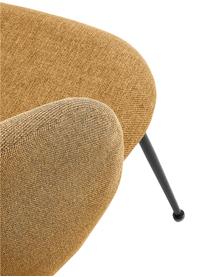 Gestoffeerde stoelen Minna, 2 stuks, Zitvlak: textiel, Frame: gelakt metaal, Mosterdgeel, zwart, 57 x 56 cm