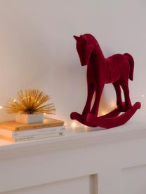 Cavallo a dondolo decorativo in velluto rosso Rosano, alt. 23 cm, Struttura: pannello di fibra a media, Rivestimento: velluto di poliestere, Rosso, Larg. 26 x Alt. 23 cm