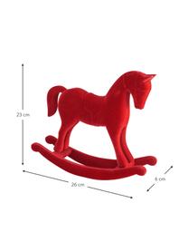 Cavallo a dondolo decorativo in velluto rosso Rosano, alt. 23 cm, Struttura: pannello di fibra a media, Rivestimento: velluto di poliestere, Rosso, Larg. 26 x Alt. 23 cm