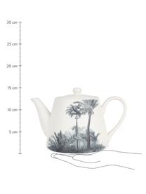 Theepot Papaye met palmmotief, Porselein, Wit, zwart, 850 ml