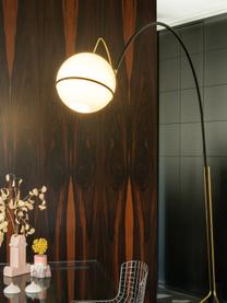 Grote LED booglamp Alicanto, handgemaakt, Lampenkap: glas, Lampvoet: gecoat metaal, Zwart, goudkleurig, H 230 cm
