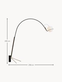 Lámpara arco artesanal grande LED Alicanto, Pantalla: vidrio, Estructura: metal recubierto, Cable: plástico, Negro, dorado, Al 230 cm