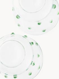 Mundgeblasene Wassergläser Nob aus Borosilikatglas, 2 Stück, Borosilikatglas, mundgeblasen, Transparent, Grün, Ø 9 x H 10 cm, 300 ml