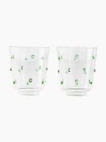 Mondgeblazen waterglazen Nob, 2 stuks, Mondgeblazen glas, Transparant, groen, Ø 9 x H 10 cm, 300 ml