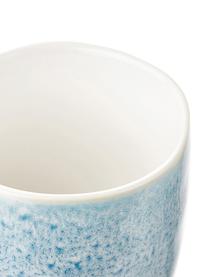 Tazza senza manico fatta a mano con smalto efficace Amalia 2 pz, Porcellana, Azzurro, bianco crema, Ø 10 x Alt. 11 cm, 430 ml