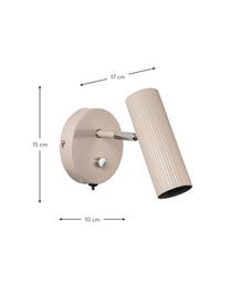 Verstelbare wandspot Hubble met stekker in beige, Lampenkap: metaal, Beige, chroomkleurig, D 17 x H 15 cm