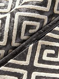 Housse de coussin 60x60 en velours avec broderie en chenille Solenne, Anthracite, beige clair, larg. 60 x long. 60 cm