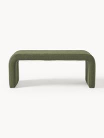 Banco tejido bouclé Penelope, Tapizado: tejido bouclé (100% polié, Estructura: metal, madera contrachapa, Bouclé verde oscuro, An 110 x Al 46 cm