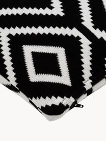 Pletený oboustranný povlak na polštář s grafickým vzorem Chuck, 100 % bavlna, Černá, krémově bílá, Š 40 cm, D 40 cm