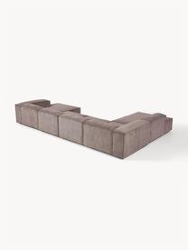 Sofá rinconera modular de pana Lennon, Tapizado: pana (92% poliéster, 8% p, Estructura: madera de pino maciza, ma, Patas: plástico Este producto es, Pana gris pardo, An 418 x F 269 cm, chaise longue izquierda