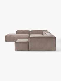 Sofa modułowa ze sztruksu Lennon, Tapicerka: sztruks (92% poliester, 8, Stelaż: lite drewno sosnowe, skle, Nogi: tworzywo sztuczne Ten pro, Taupe sztruks, S 418 x G 269 cm,  lewostronna