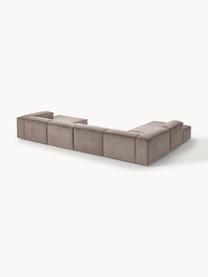 Sofa modułowa ze sztruksu Lennon, Tapicerka: sztruks (92% poliester, 8, Stelaż: lite drewno sosnowe, skle, Nogi: tworzywo sztuczne Ten pro, Taupe sztruks, S 418 x G 269 cm,  lewostronna