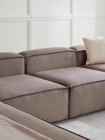 Sofa modułowa ze sztruksu Lennon, Tapicerka: sztruks (92% poliester, 8, Stelaż: lite drewno sosnowe, skle, Nogi: tworzywo sztuczne Ten pro, Taupe sztruks, S 418 x G 269 cm,  lewostronna