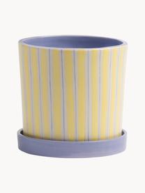 Ručně malovaný porcelánový obal na květináč Ray, Porcelán, Světle žlutá, levandule, tlumeně bílá, Ø 14 cm, V 13 cm