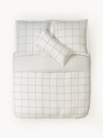 Karierter Flanell-Bettdeckenbezug Noelle aus Baumwolle, Webart: Flanell, Off-White, Grau, B 200 x L 200 cm