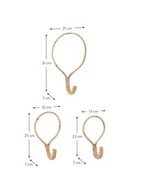 Komplet haków ściennych Cana, 3 elem., Drewno naturalne, Brązowy, Komplet z różnymi rozmiarami