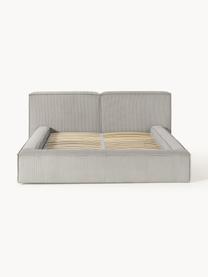 Letto imbottito in velluto a coste con contenitore Lennon, Rivestimento: velluto a coste (98% poli, Struttura: legno di pino massiccio, , Piedini: legno, plastica Questo pr, Velluto a coste grigio, Larg. 248 x Lung. 243 cm (superfice 180 x 200 cm)