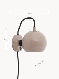 Design bolvormige wandlamp Ball, Lichtroze, B 16 x H 12 cm