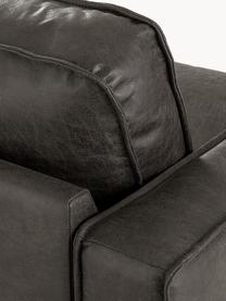 Sofa ze skóry z recyklingu Hunter (2-osobowa), Tapicerka: skóra z recyklingu (70% s, Stelaż: lite drewno sosnowe, płyt, Nogi: metal malowany proszkowo , Antracytowa skóra, S 164 x G 90 cm