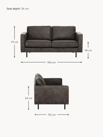 Sofa Hunter (2-Sitzer) aus recyceltem Leder, Bezug: Recyceltes Leder (70% Led, Gestell: Massives Kiefernholz und , Leder Anthrazit, B 164 cm x T 90 cm