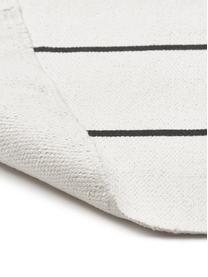 Tapis tissé à plat blanc crème David, Blanc crème, noir