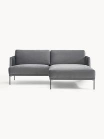 Kleines Samt-Ecksofa Fluente, Bezug: Samt (100 % Polyester) De, Gestell: Massives Kiefernholz, Bir, Samt Dunkelgrau, B 198 x T 152 cm, Eckteil rechts