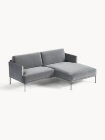 Kleines Samt-Ecksofa Fluente, Bezug: Samt (100 % Polyester) De, Gestell: Massives Kiefernholz, Bir, Samt Dunkelgrau, B 198 x T 152 cm, Eckteil rechts