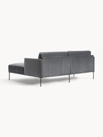 Kleines Samt-Ecksofa Fluente, Bezug: Samt (100 % Polyester) De, Gestell: Massives Kiefernholz, Bir, Samt Dunkelgrau, B 198 x T 152 cm, Eckteil rechts