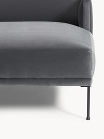 Kleines Samt-Ecksofa Fluente, Bezug: Samt (100 % Polyester) De, Gestell: Massives Kiefernholz, Bir, Samt Dunkelgrau, B 198 x T 152 cm, Eckteil rechts